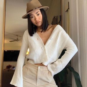 Princess polly white barellan button up cardigan